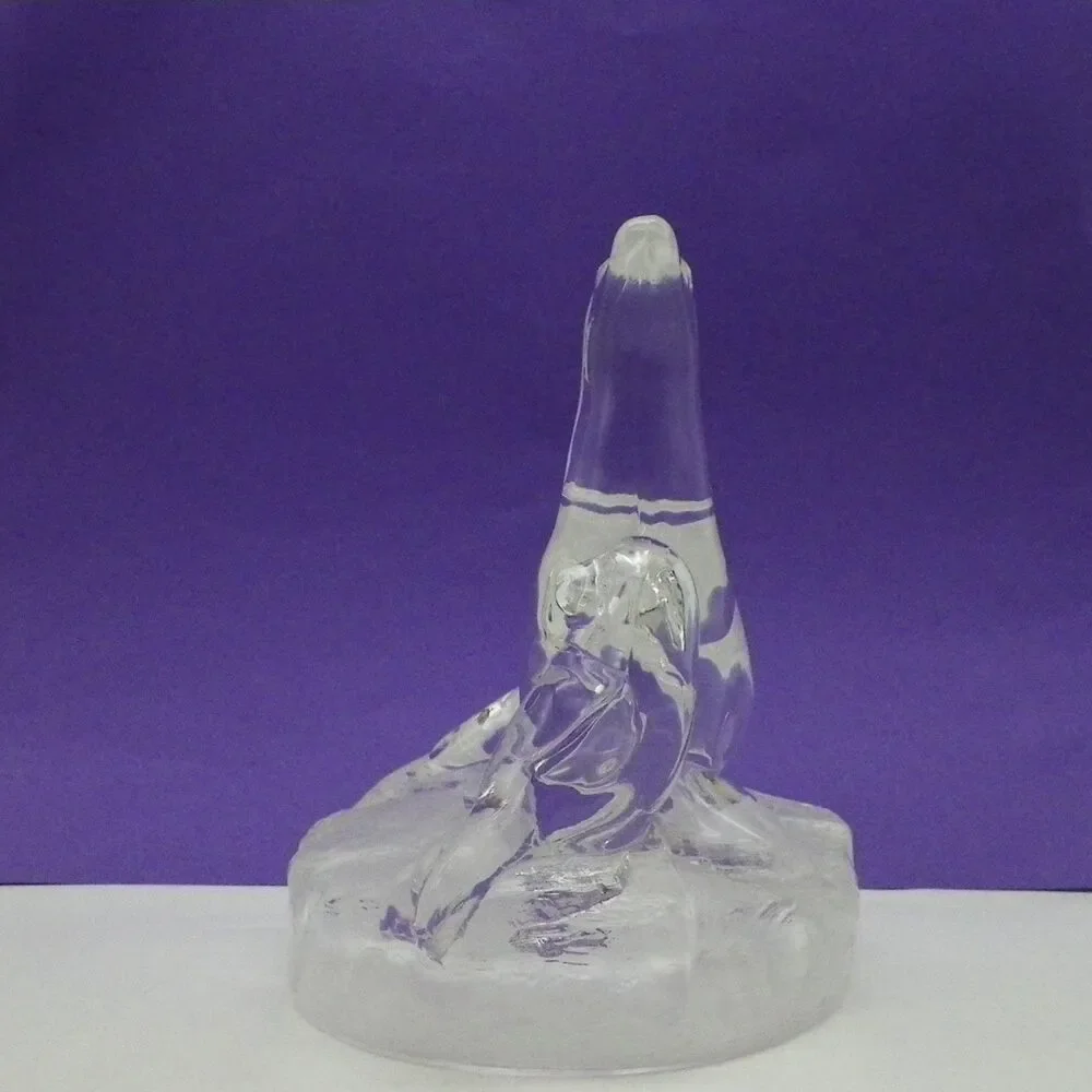 Seals Glass Sculpture Adult & Pup RCR Italian Royal Crystal Rock